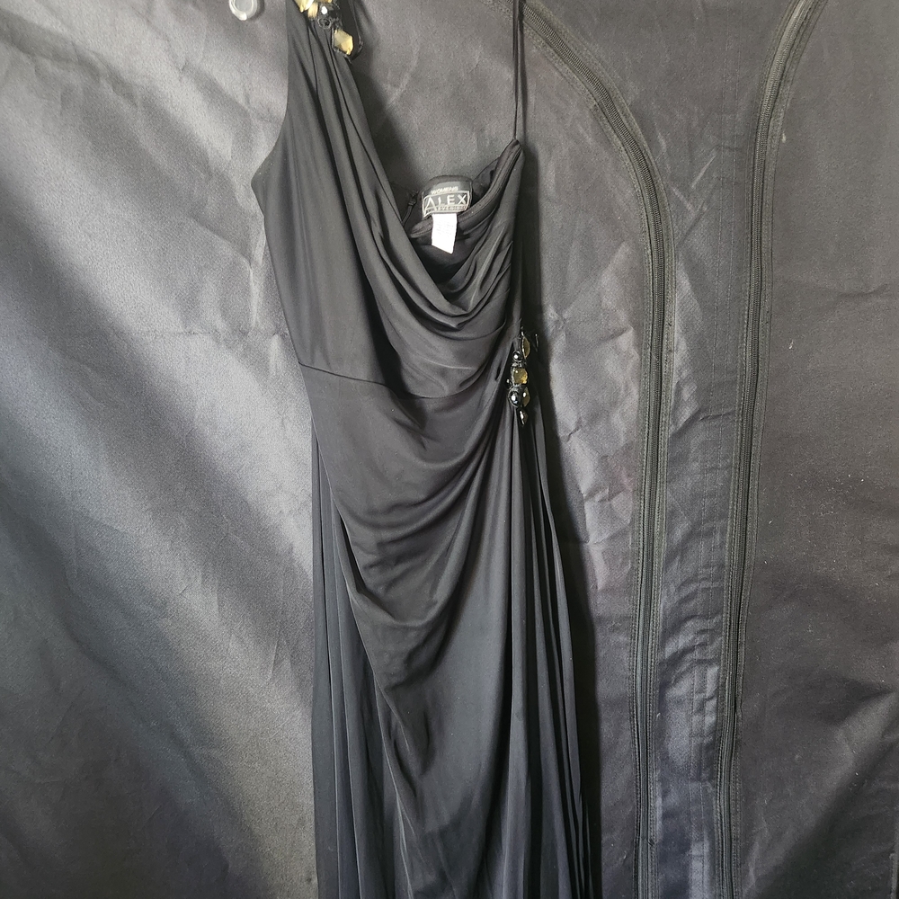 Alex Evenings One Shoulder Elegant Black Dress